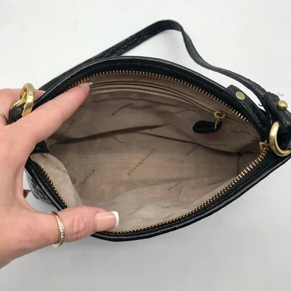 Brahmin Black Croc Embossed Leather Mini Shoulder Bag - Picture 10 of 10